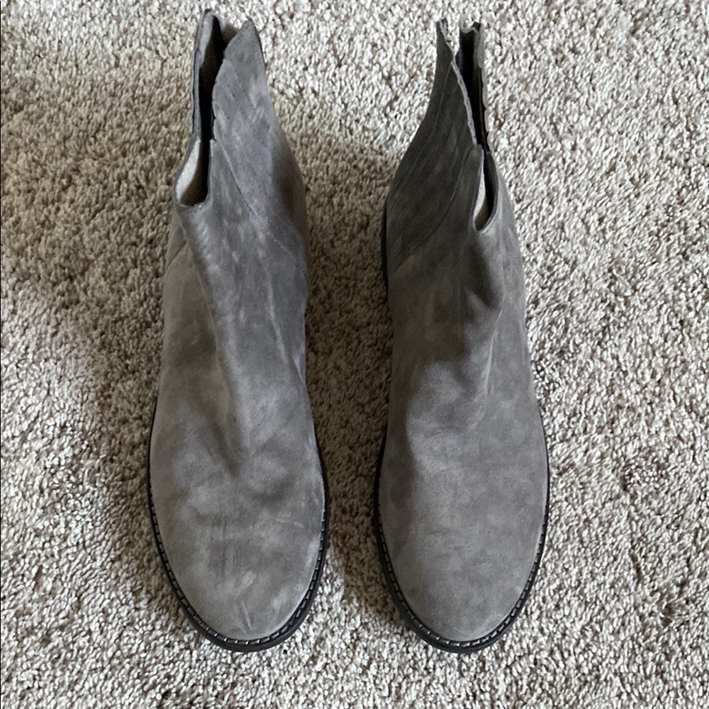 Eileen Fisher Gray Suede Ankle Boots